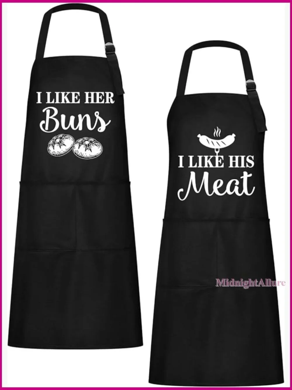 His and Her Aprons Set Couple Kitchen Apron with Pockets Adjustable Neck
